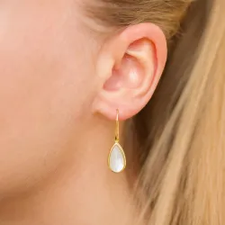 droppe månsten örhängen i förgyllt silver - Loom Stones