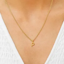 bokstav p hängen med halskedja i förgyllt silver - My Letter