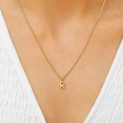 bokstav r hängen med halskedja i förgyllt silver - My Letter