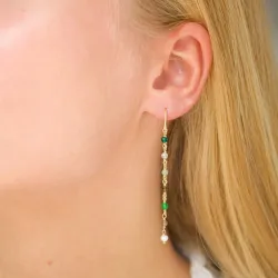 grön kedja örhängen i förgyllt silver - Loom Stones