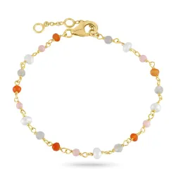 rosa sten armband i förgyllt silver 16 + 3 cm x 3,5 mm  - Loom Stones