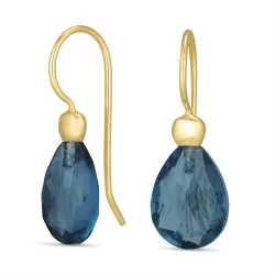 mörkblå kristal örhängen i förgyllt silver - Loom Stones