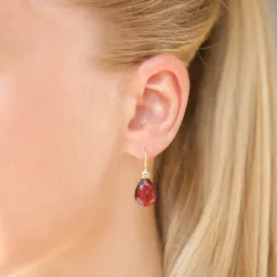 röd kristal örhängen i förgyllt silver - Loom Stones