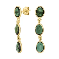 grön kristal örhängen i förgyllt silver - Loom Stones