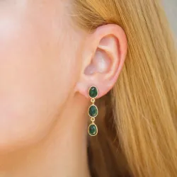 grön kristal örhängen i förgyllt silver - Loom Stones