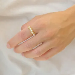 pärla ring i förgyllt silver