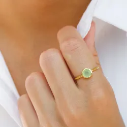 rund prehnite ring i förgyllt silver - Loom Stones