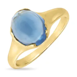 mörkblå kristal ring i förgyllt silver