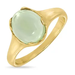 ljusgrön kristal ring i förgyllt silver