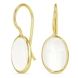 ovala månsten örhängen i förgyllt silver - Loom Stones