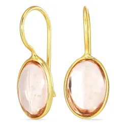 ovala rosa krystal örhängen i förgyllt silver - Loom Stones