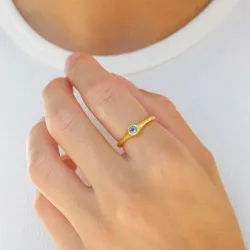 mörkblå kristal ring i förgyllt silver - Loom Stones