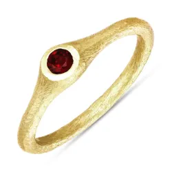 röd kristal ring i förgyllt silver - Loom Stones