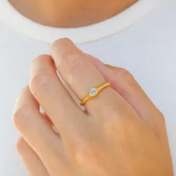 blå kristal ring i förgyllt silver - Loom Stones