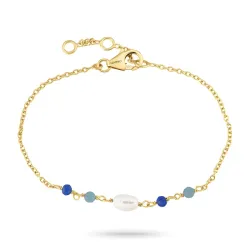 blå armband i förgyllt silver - Loom Stones