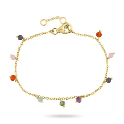 multifärgat armband i förgyllt silver 16 + 3 cm x 3,3 mm  - Loom Stones