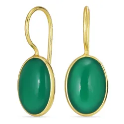 ovala grön onyx örhängen i förgyllt silver - Loom Stones