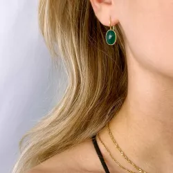 ovala grön onyx örhängen i förgyllt silver