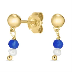 blå jadesten örhängen i förgyllt silver - Loom Stones