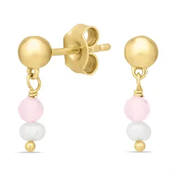 rosa rosa krystal örhängen i förgyllt silver - Loom Stones