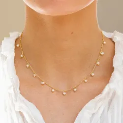 pärla halsband i förgyllt silver 38 + 5 cm x 4 mm