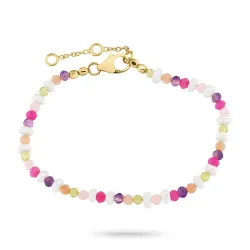 rosa armband i förgyllt silver 16 + 3 cm x 4,5 mm  - Loom Stones