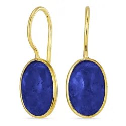 ovala blå jadesten örhängen i förgyllt silver - Loom Stones