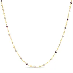 multifärgat halsband i förgyllt silver 38 + 5 cm x 2,8 mm  - Loom Stones