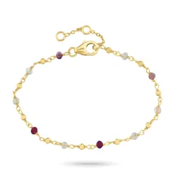 multifärgat armband i förgyllt silver - Loom Stones