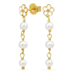 prästkrage pärla kedja örhängen i förgyllt silver