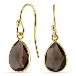 droppe rökfärgad kristal örhängen i förgyllt silver - Loom Stones