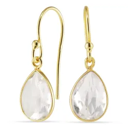 droppe klar kvarts örhängen i förgyllt silver - Loom Stones