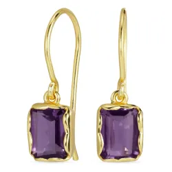 fyrkantigt lila ametist örhängen i förgyllt silver - Loom Stones