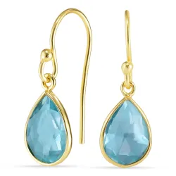 droppe blå kristal örhängen i förgyllt silver - Loom Stones