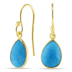 droppe syntetisk turkis örhängen i förgyllt silver - Loom Stones