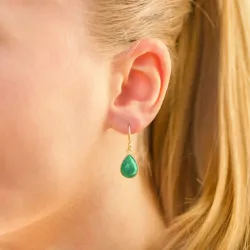 droppe beryl smaragd örhängen i förgyllt silver - Loom Stones