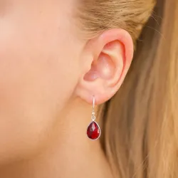 droppe granat örhängen i silver