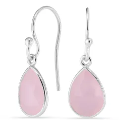 droppe rosa kristal örhängen i silver - Loom Stones