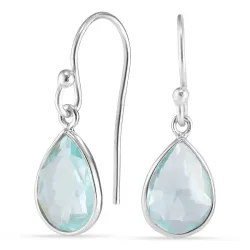 droppe blå kristal örhängen i silver - Loom Stones