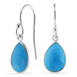 droppe syntetisk turkis örhängen i silver - Loom Stones