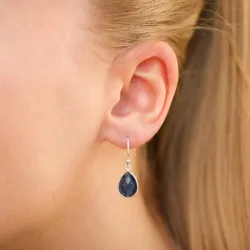 droppe syntetisk blå safir örhängen i silver