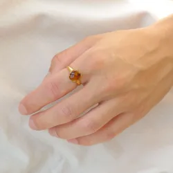 Kollektionsprov bärnsten ring i förgyllt silver - Loom Stones