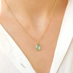 droppe blå kristal hängen i förgyllt silver - Loom Stones