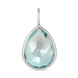 droppe blå kristal hängen i silver - Loom Stones