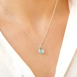 droppe blå kristal hängen i silver - Loom Stones