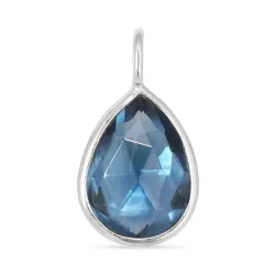 droppe mörkblå kristal hängen i silver - Loom Stones