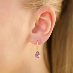 droppe lila ametist örhängen i förgyllt silver - Loom Stones