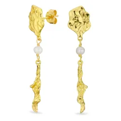 långa pärla örhängen i förgyllt silver