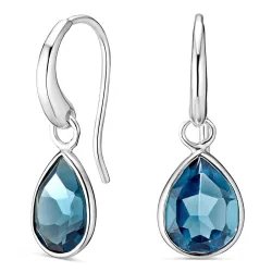 mörkblå kristal örhängen i silver - Loom Stones