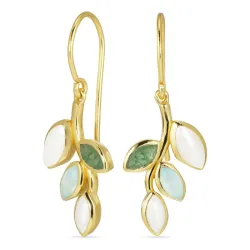 blad örhängen i förgyllt silver - Loom Stones